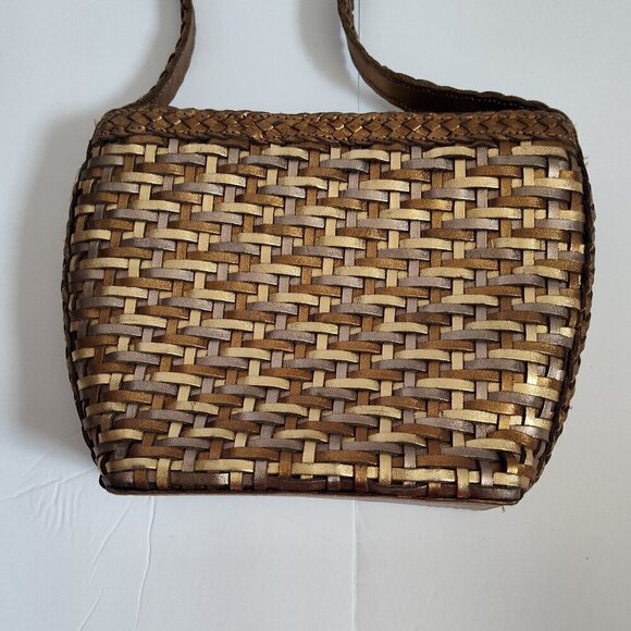 Franco Sarto Vintage Metallic Leather Crossbody Handbag - Picture 3 of 4